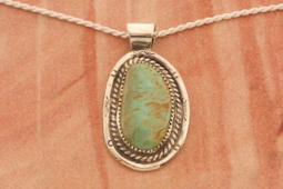 Genuine Manassa Turquoise Sterling Silver Navajo Pendant